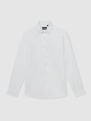 Men Regular Fit Cotton Sateen Shirt in White