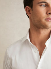 Men Regular Fit Cotton Sateen Shirt in White