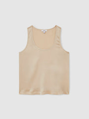 Women Silk-Front Cami Top in Neutral
