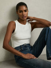 Women Stretch-Cotton Racerback Vest in White