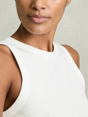 Women Stretch-Cotton Racerback Vest in White