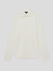 Men Cotton-Jersey Button-Through Shirt in Ecru