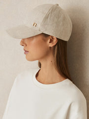 Women Linen Logo Baseball Cap in Neutral
