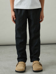 Children & Baby Linen-Blend Drawstring Trousers in Navy Stripe