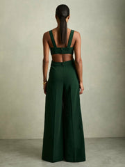 Women Wide-Leg Cut-Out Jumpsuit in Green