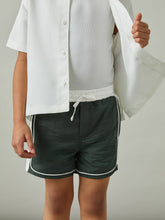 Children & Baby 9-13 yrs Colour-Block Piped Swim Shorts in Green/White