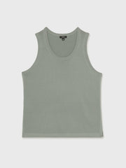 Men Textured Crew Neck Ribbed Vest in Sage Green