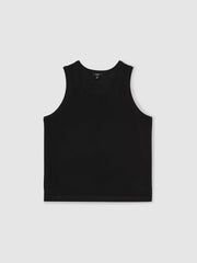 Men Textured Crew Neck Ribbed Vest in Black