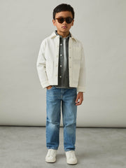 Children & Baby Cotton-Blend Work Jacket in Off White
