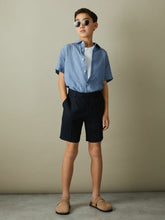 Children & Baby 9-13 yrs Short Sleeve Linen Shirt in Sky Blue