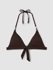 Women Triangle Halter Neck Bikini Top in Chocolate