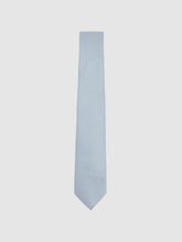 Men Textured Silk Blend Tie in Light Blue