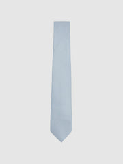 Men Textured Silk Blend Tie in Light Blue