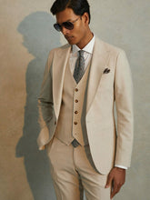Men Slim Fit Single Breasted Waistcoat in Stone