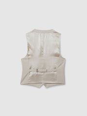 Men Slim Fit Single Breasted Waistcoat in Stone