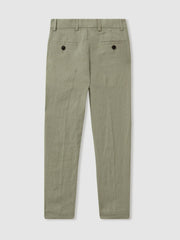 Children & Baby 3-9 yrs Slim Fit Linen Adjustable Trousers in Apple