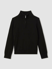 Children & Baby 3-9 yrs Merino Wool Half-Zip Funnel Neck Jumper in Black