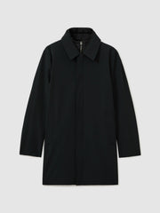 Men Hybrid Removable Funnel Neck Overcoat in Navy
