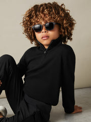 Children & Baby 9-13 yrs Merino Wool Half-Zip Funnel Neck Jumper in Black