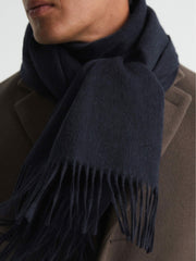 Men Wool and Cashmere Scarf in Navy