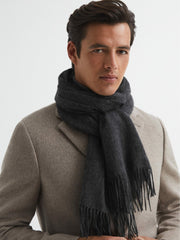 Men Wool and Cashmere Scarf in Charcoal