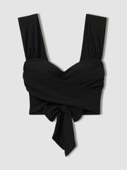 Women Wrap Design Bikini Top in Black