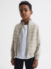 Children & Baby 3-9 yrs Funnel Neck Quilted Hybrid Jacket in Stone