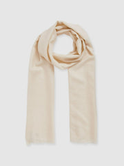 Women Wool-Cashmere Lightweight Scarf in Off White