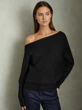 Women Asymmetric Draped Knitted Jumper in Black