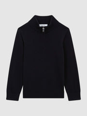 Children & Baby 3-9 yrs Merino Wool Zip-Neck Jumper in Navy
