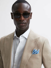 Men Plain Silk Pocket Square in Soft Blue