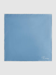 Men Plain Silk Pocket Square in Soft Blue