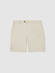 Men Cotton Chino Shorts With Stretch in Stone