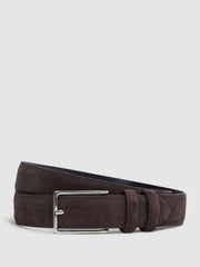 Men Suede Belt in Chocolate