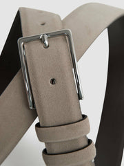 Men Suede Belt in Stone