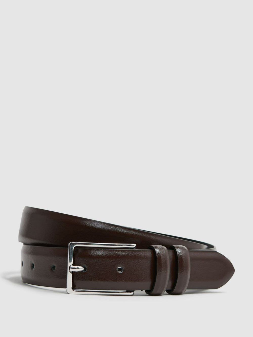 Men Smooth Leather Belt in Chocolate
