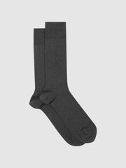 Men Ribbed Socks in Charcoal