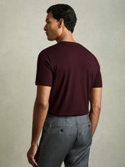 Men Cotton Crew Neck T-Shirt in Bordeaux
