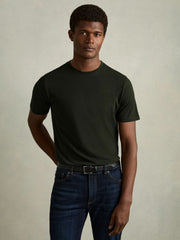Men Cotton Crew Neck T-Shirt in Oxidised Green