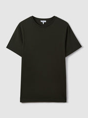 Men Cotton Crew Neck T-Shirt in Oxidised Green