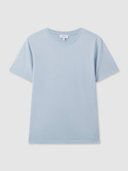 Men Cotton Crew Neck T-Shirt in Soft Blue