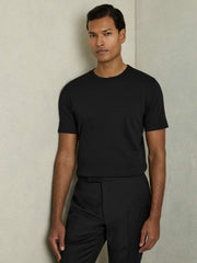 Men Cotton Crew Neck T-Shirt in Black