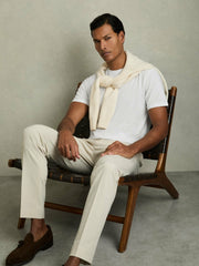 Men Cotton Crew Neck T-Shirt in White