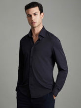 Men Regular Fit Button-Through Travel Shirt in Navy
