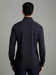 Men Regular Fit Button-Through Travel Shirt in Navy