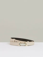 Women Leather Square Hinge Belt in Stone