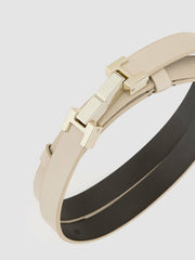 Women Leather Square Hinge Belt in Stone
