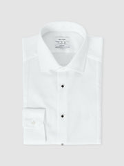 Men Slim Fit Cotton Marcella Tuxedo Shirt in White