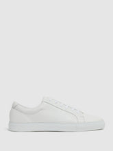 Men Tumbled-Leather Low-Top Trainers in White