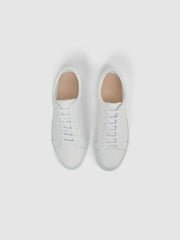 Men Tumbled-Leather Low-Top Trainers in White